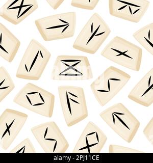 Futhark, the norse runes seamless pattern. Scandinavian occult prediction symbols carved in stones background. For cover fabric web design. Vector illustration. Stock Vector