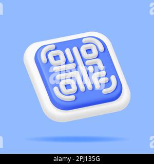 3d QR Code Icon Isolated. Stock Vector