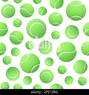 Tennis green balls seamless pattern illustration. Sport equipment. Tennis balls pattern on white background. Vector illustration. Stock Vector