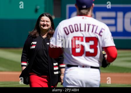 This is a 2023 photo of Sean Doolittle of the Washington Nationals baseball  team. This image reflects the Nationals active roster as of Friday, Feb.  24, 2023, when this image was taken. (