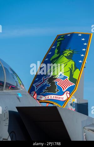 McDonnell Douglas F-15E Strike Eagle 92-0364 of 492FS/ 48 FW, given the name Statue of Liberty Wing, at RIAT 2022. 70th anniversary special scheme Stock Photo
