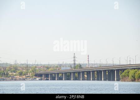 kaydat bridge across the Dnieper River in the city of Dnieper Stock Photo