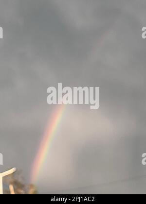 colorful rainbow after summer storm Stock Photo - Alamy