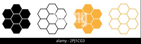 Set of honeycomb icons. Vector illustration isolated on white background Stock Vector