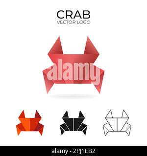 Origami vector logo and icon with crab.  Stock Vector