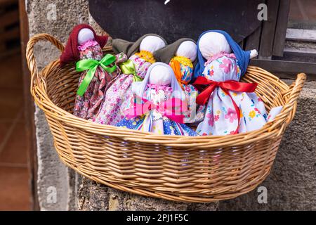 Europe, Portugal, Monsanto. Hand crafted dolls for sale. Stock Photo