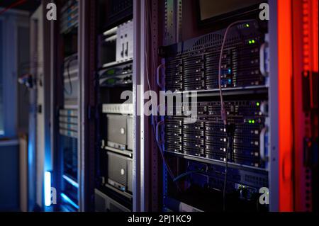 Closeup server room data center for cloud computing Stock Photo