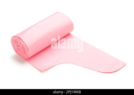 Pink Roll Garbage Bag Isolated White Background Stock Photo by