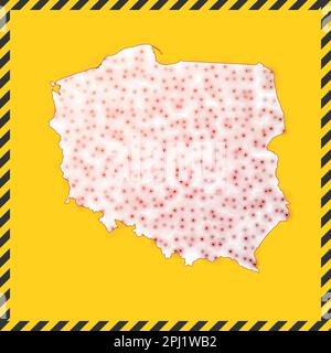 Poland closed - virus danger sign. Lockdown country icon. Black striped border around map with virus spread concept. Vector illustration. Stock Vector