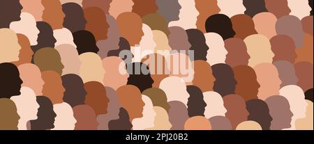 Head shapes in various skin colors - diversity concept - vector illustration Stock Vector