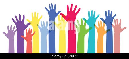 Colorful human hands - diversity concept - vector illustration Stock Vector