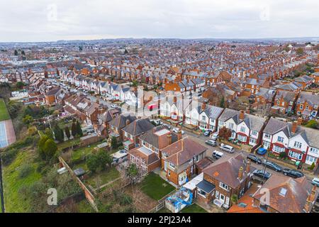 birds eye view of the beautiful district of Wollaton in Nottingham, England. casual winter day. High quality photo Stock Photo