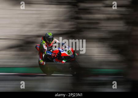 Montmelo, Barcelona, Spain. 30th Mar, 2023. Axel Bassani from Italy of Motocorsa Racing team with Ducati Panigale V4R during SBK Motul FIM Superbike World Championship: Catalunya test Day 1 at Circuit de Barcelona-Catalunya in Montmelo, Spain. (Credit Image: © David Ramirez/DAX via ZUMA Press Wire) EDITORIAL USAGE ONLY! Not for Commercial USAGE! Stock Photo