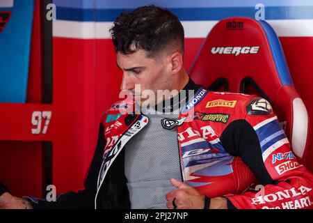 Montmelo, Barcelona, Spain. 30th Mar, 2023. Xavi Vierge from Spain of Team HRC with Honda CBR1000 RR-R during SBK Motul FIM Superbike World Championship: Catalunya test Day 1 at Circuit de Barcelona-Catalunya in Montmelo, Spain. (Credit Image: © David Ramirez/DAX via ZUMA Press Wire) EDITORIAL USAGE ONLY! Not for Commercial USAGE! Stock Photo