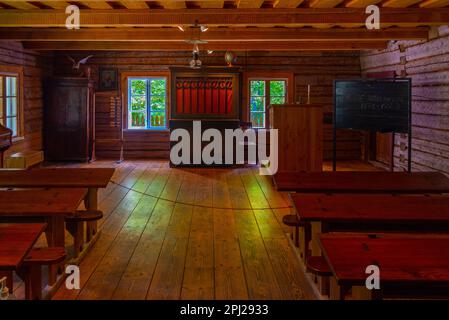 Tallinn, Estonia, June 30, 2022: Interior of a School at Estonian Open Air Museum in Tallin. Stock Photo