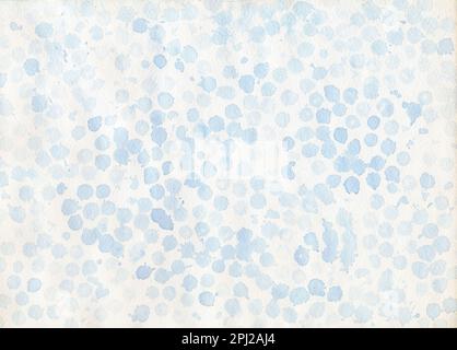 Blue watercolor spots hand drawn on white paper abstract background. Fun happy childish  blots backdrop Stock Photo