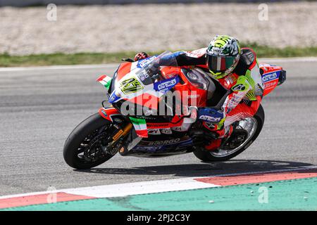 Montmelo, Barcelona, Spain. 30th Mar, 2023. Axel Bassani from Italy of Motocorsa Racing team with Ducati Panigale V4R during SBK Motul FIM Superbike World Championship: Catalunya test Day 1 at Circuit de Barcelona-Catalunya in Montmelo, Spain. (Credit Image: © David Ramirez/DAX via ZUMA Press Wire) EDITORIAL USAGE ONLY! Not for Commercial USAGE! Stock Photo