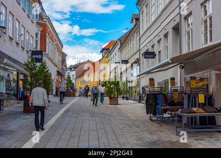 Svendborg, Denmark, June 20, 2022: View of a street in center of Svendborg, Denmark. Stock Photo