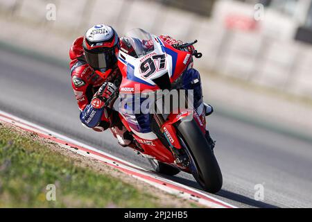 Montmelo, Barcelona, Spain. 30th Mar, 2023. Xavi Vierge from Spain of Team HRC with Honda CBR1000 RR-R during SBK Motul FIM Superbike World Championship: Catalunya test Day 1 at Circuit de Barcelona-Catalunya in Montmelo, Spain. (Credit Image: © David Ramirez/DAX via ZUMA Press Wire) EDITORIAL USAGE ONLY! Not for Commercial USAGE! Stock Photo