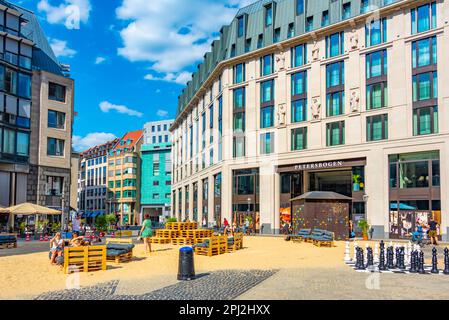 Leipzig, Germany, August 8, 2022: Burgplatz square in German town Leipzig. Stock Photo