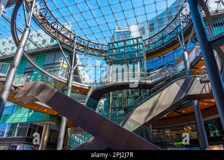 Leipzig, Germany, August 9, 2022: Interior of the Petersbogen shopping mall in German town Leipzig. Stock Photo