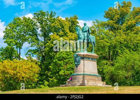 Coburg, Germany, August 10, 2022: Equestrian statue of Herzog Ernst II. in Coburg, Germany. Stock Photo