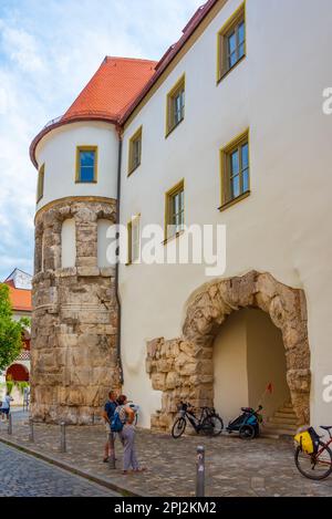 Regensburg, Germany, August 13, 2022: Porta Praetoria gatein German town Regensburg. Stock Photo