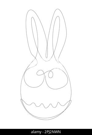 One continuous line of Easter egg with rabbit ears. Thin Line Illustration vector concept. Contour Drawing Creative ideas. Stock Vector