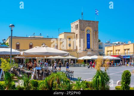 Kos, Greece, August 28, 2022: Eleftherias Central Square at Kos, Greece. Stock Photo
