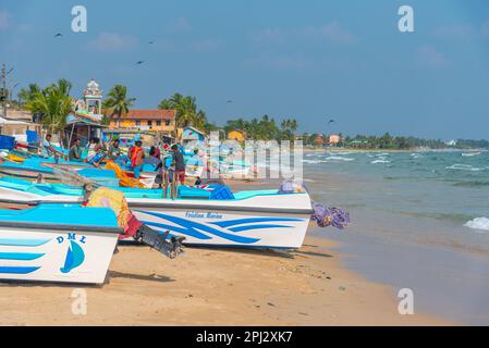 Trincomalee, Sri Lanka, February 6, 2022: Fishing boats at Trincomalee, Sri Lanka. Stock Photo