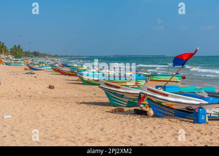 Trincomalee, Sri Lanka, February 6, 2022: Fishing boats at Trincomalee, Sri Lanka. Stock Photo