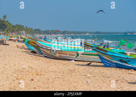 Trincomalee, Sri Lanka, February 6, 2022: Fishing boats at Trincomalee, Sri Lanka. Stock Photo