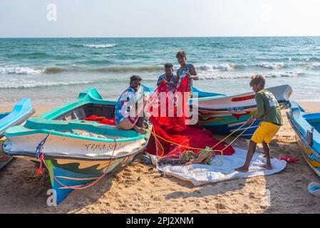 Trincomalee, Sri Lanka, February 6, 2022: Fishing boats at Trincomalee, Sri Lanka. Stock Photo