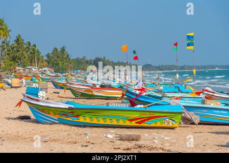 Trincomalee, Sri Lanka, February 6, 2022: Fishing boats at Trincomalee, Sri Lanka. Stock Photo