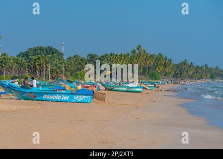 Trincomalee, Sri Lanka, February 6, 2022: Fishing boats at Trincomalee, Sri Lanka. Stock Photo