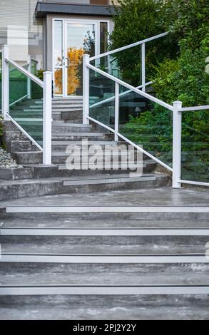 Abstract stairs in the city. Abstract steps, cement stairs,wIde stone stairway often seen on monuments and landmarks,wide stone stairs, steps,diagonal Stock Photo