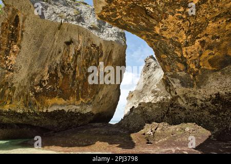 Rough white rocks from Suluban beach on Bali in Indonesia Stock Photo ...
