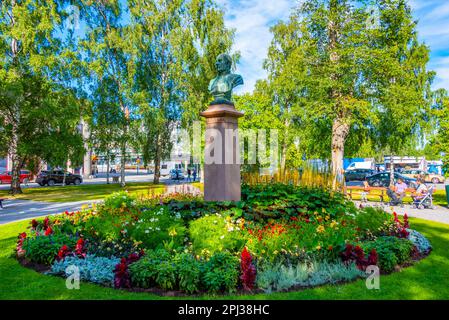 Helsinki, Finland, July 23, 2022: Statue of JL Runeberg, the national poet of Finland in Kokkola. Stock Photo
