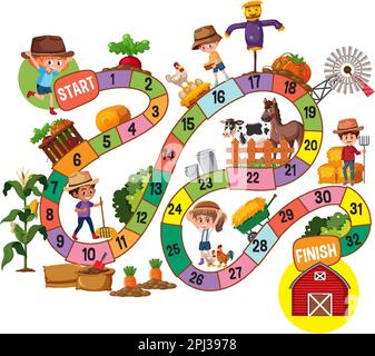 Snakes and ladders game template illustration Stock Vector