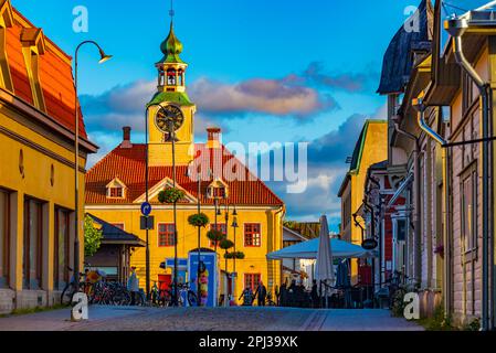 Rauma, Finland, July 28, 2022: Old town hall in Finnish town Rauma. Stock Photo