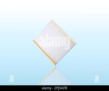 Cabin air filter isolated for car on blue background with reflection, clipping path included. Stock Photo
