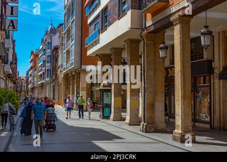 Palencia, Spain, June 7, 2022: Calle Mayor Principal in the historical center of Palencia, Spain. Stock Photo