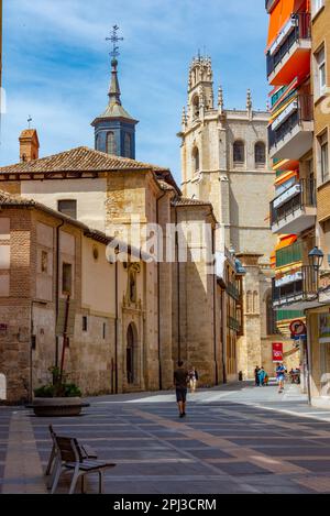 Palencia, Spain, June 7, 2022: Calle Mayor Principal in the historical center of Palencia, Spain. Stock Photo