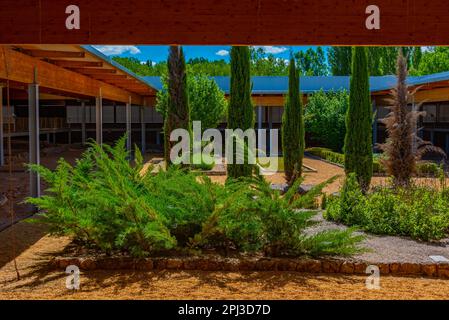 Soria, Spain, June 5, 2022: Ancient mosaics at Villa Romana La Dehesa near Soria, Spain. Stock Photo