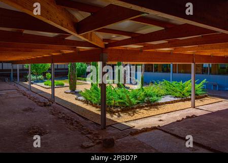 Soria, Spain, June 5, 2022: Ancient mosaics at Villa Romana La Dehesa near Soria, Spain. Stock Photo