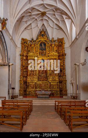 Alquezar, Spain, May 31, 2022: Interior of Santa Maria la Mayor in Spanish village Alquezar. Stock Photo