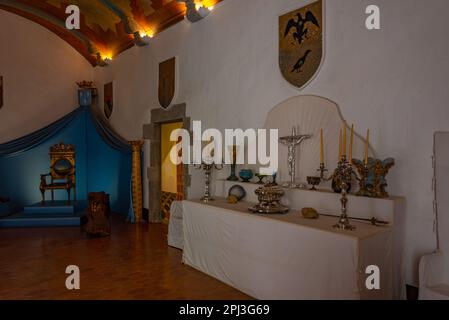 Pubol, Spain, May 26, 2022: Chambers at the Castell Gala Dali de Pubol in Spain. Stock Photo