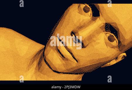 Abstract digital human head. Technology and robotics concept. 3D vector illustration. Design for business presentations, flyers or posters. Stock Vector