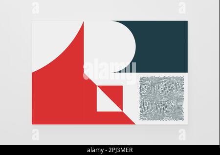 Cover design template. Abstract geometric pattern. Background of black dots randomly moving on backdrop.  Vector illustration for brochure, flyer, cov Stock Vector