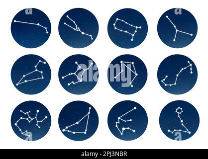 Set with zodiac constellations on white background Stock Photo